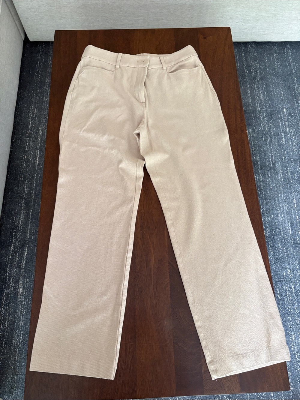 LOFT Beige Linen-Texture Straight Leg Pants Women’s Size 8
